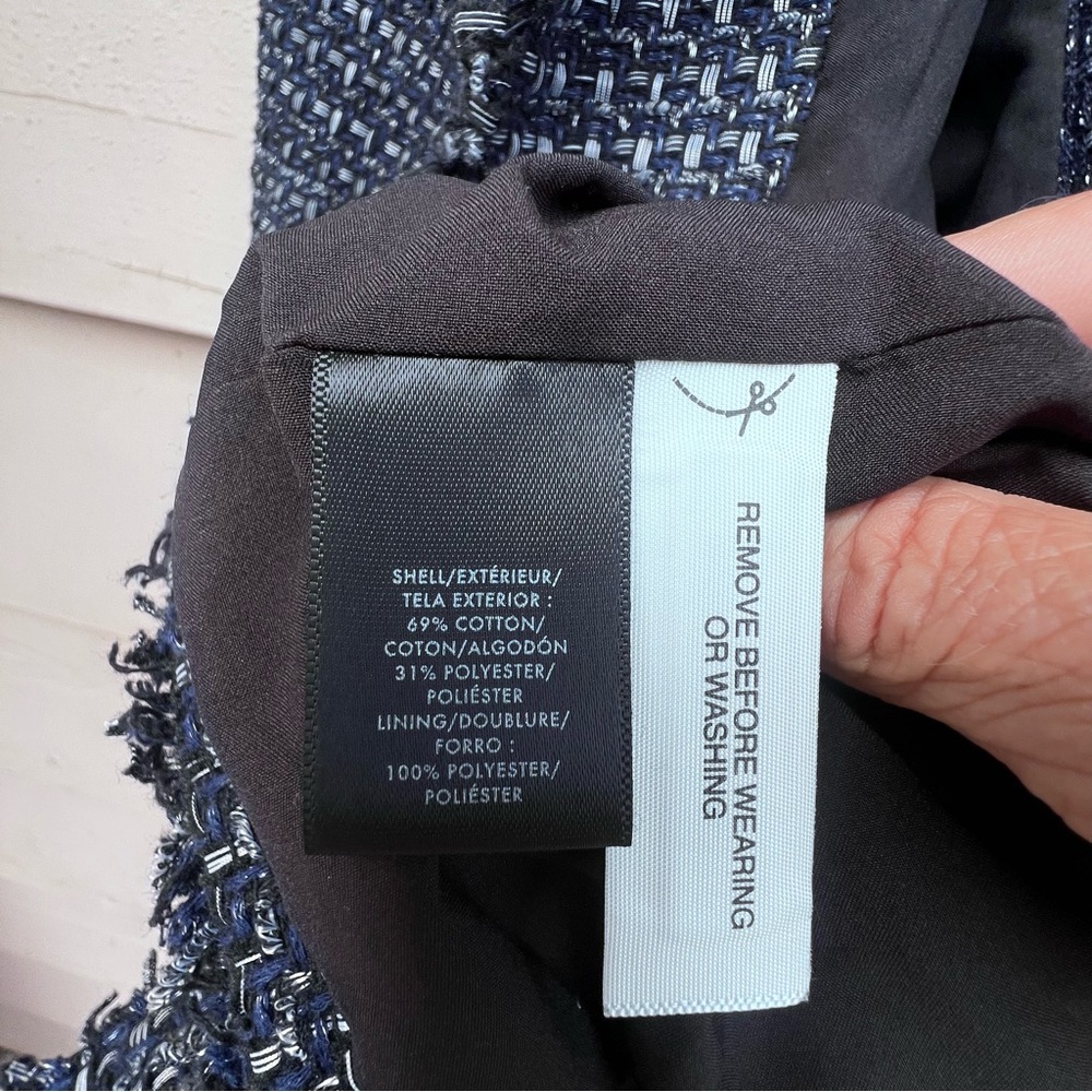 Ann Taylor navy blue metallic tweed ruffle jacket - Picture 12 of 13